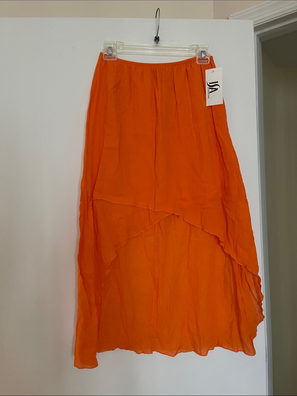 Orange Layered High-Low Maxi Skirt